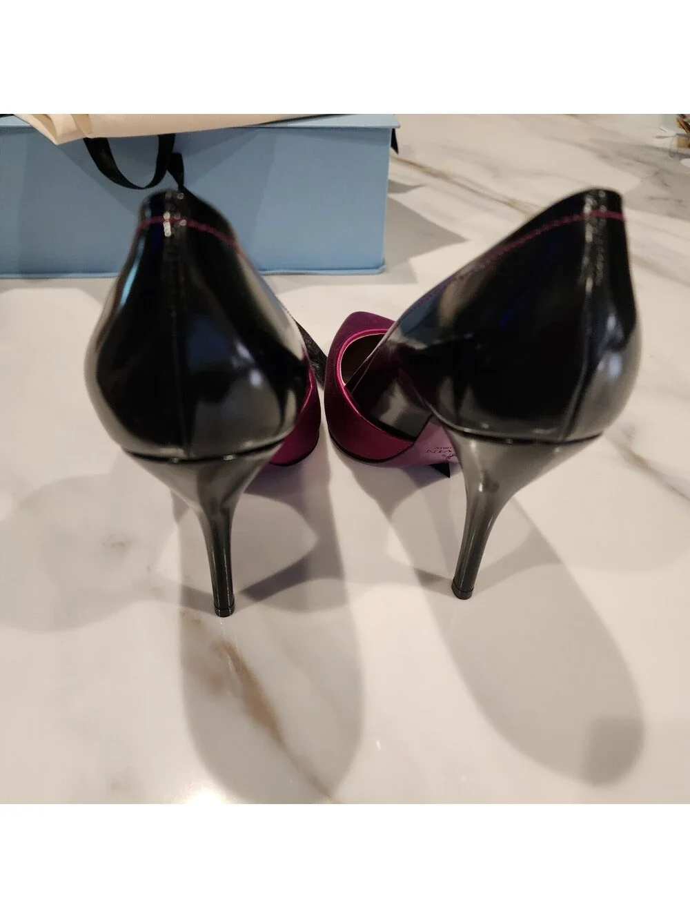 NIB Lanvin Paris Satin Patent Leather Pointed-Toe Pumps Heels 39 US 8.5–9